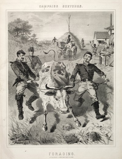 अभियान रेखाचित्र: फोर्जिंग, 1863। द्वारा विंसलो होमर