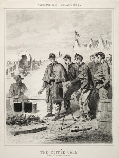 अभियान रेखाचित्र: द कॉफ़ी कॉल, 1863। द्वारा विंसलो होमर