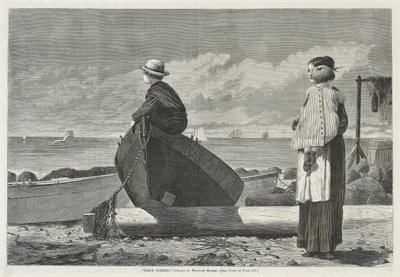डैड्स कमिंग !, 1 नवंबर, 1873 (अखबारी कागज पर नक्काशी) द्वारा विंसलो होमर