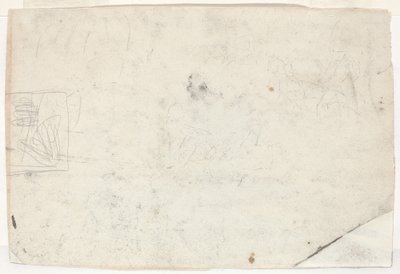 घोड़े की पीठ और अन्य अध्ययनों पर चित्रा [वर्सो], 1861। द्वारा विंसलो होमर
