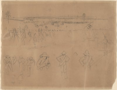 लाइन-अप और ट्रेंच [रेक्टो], 1864। द्वारा विंसलो होमर