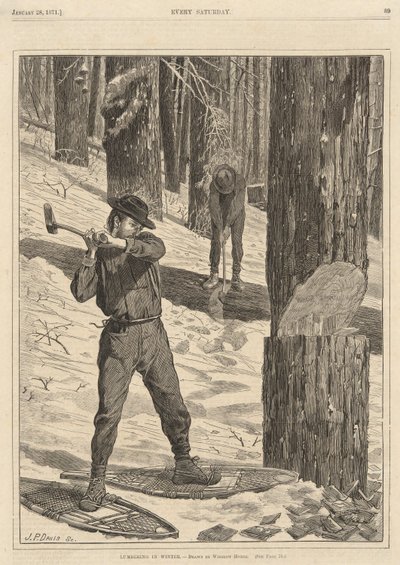 सर्दियों में लकड़ी काटना, हर शनिवार, 28 जनवरी, 1871 से द्वारा विंसलो होमर