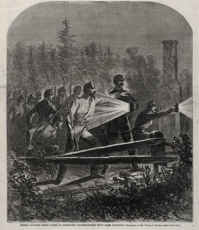 1862 के डार्क लैंटर्न के साथ यॉर्कटाउन रीकॉनेटरीयरिंग में उनके काम के बाहर रिबल्स। द्वारा विंसलो होमर