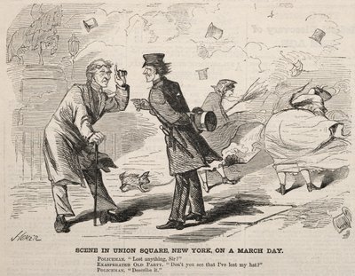 मार्च, 1860 को यूनियन स्क्वायर, न्यूयॉर्क में दृश्य। द्वारा विंसलो होमर