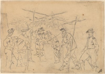 सटलर्स टेंट, तीसरा पेंसिल्वेनिया कैवेलरी [रेक्टो], 1862। द्वारा विंसलो होमर