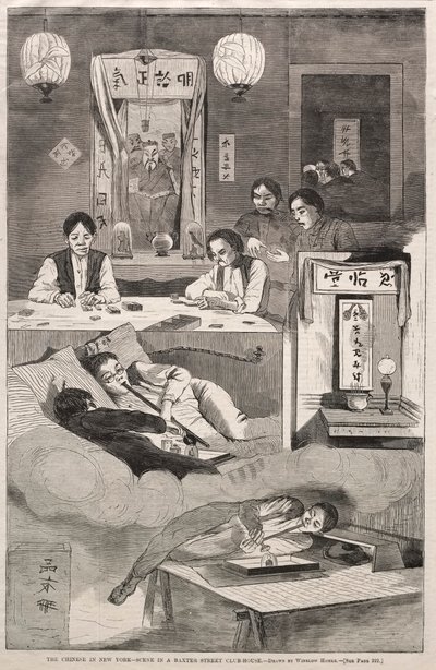 न्यूयॉर्क में चीनी - एक बैक्सटर स्ट्रीट क्लब-हाउस में दृश्य, 1874। द्वारा विंसलो होमर