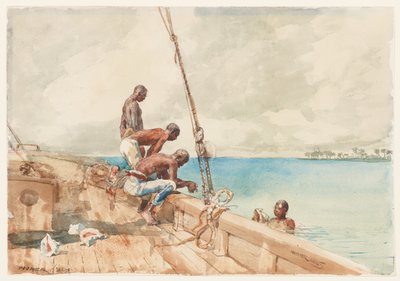 शंख गोताखोर, 1885 (कागज पर ग्रेफाइट से अधिक) द्वारा विंसलो होमर