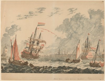 एम्स्टर्डम में नदी IJ, 1680s1690s। द्वारा जोहान टेलर की कार्यशाला
