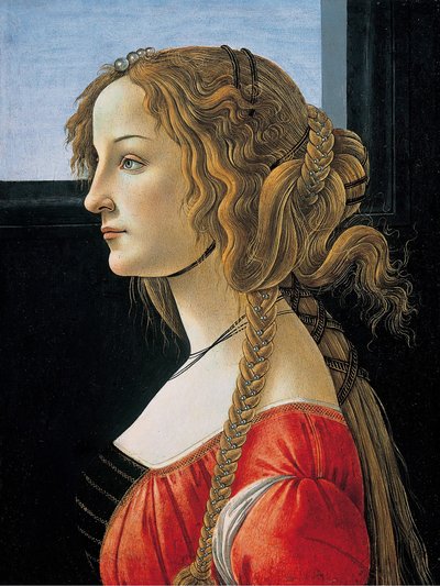 एक युवा महिला का प्रोफ़ाइल चित्र, शायद सिमोनेटा द्वारा Sandro Botticelli . की कार्यशाला