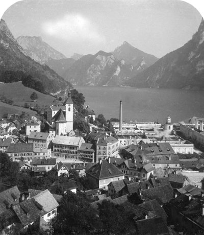 Ebensee और Lake Traun, साल्ज़कममेरगट, ऑस्ट्रिया, c1900s। द्वारा वुर्थल एंड संस