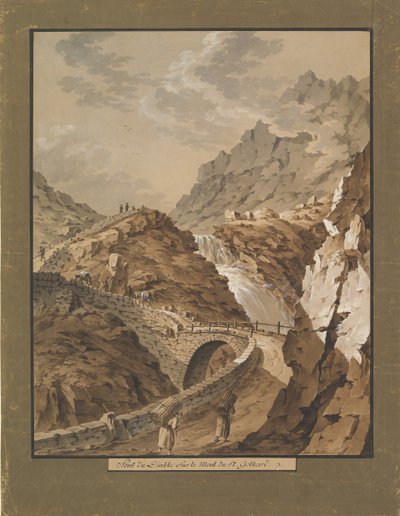 स्विट्ज़रलैंड में गोथर्ड पर्वत की ओर डेविल्स ब्रिज, 1785-1824 द्वारा ज़ेवर ट्रिनर