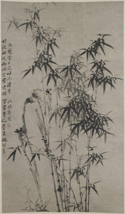 बांस और चट्टानें, c.1760 (कागज पर स्याही) द्वारा झी झेंग