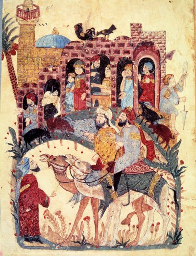 बुर्जुआ अल-हरिथ (अल हरीथ), हम्माम का बेटा, और भटकने वाला नेविगेटर अबू-ज़ायद (अबू जायद, अबू जायद) एक शहर, मस्जिद और मीनार, व्यापार गतिविधियों, बाजारों और महिलाओं के काम में आते हैं। "मक़मत" से द्वारा याहया इब्न महमूद अल वासिती