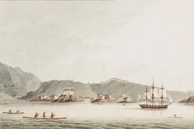शिप नेवा में 1803-06 के वर्षों में दुनिया भर की यात्रा से चित्रण, 1814 द्वारा यूरी फेडोरोविच लिस्यांस्की
