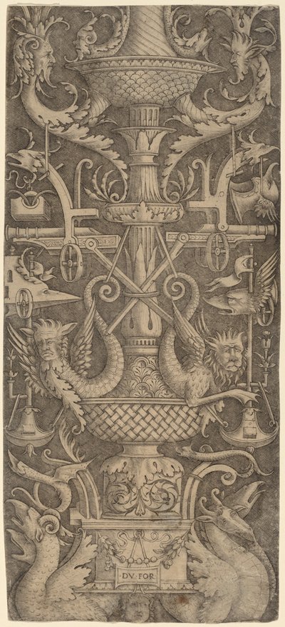 ड्रेगन, मास्क और युद्ध के उपकरणों के साथ आभूषण पैनल, c. 1505 द्वारा ज़ोआन एंड्रिया
