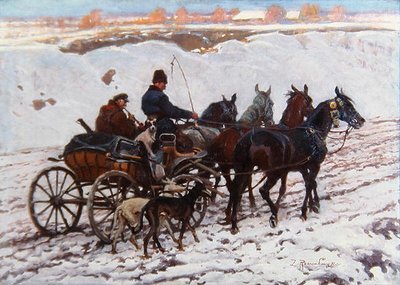 घोड़ागाड़ी (कैनवास पर तेल) द्वारा ज़िग्मंट रोज़वाडोस्की