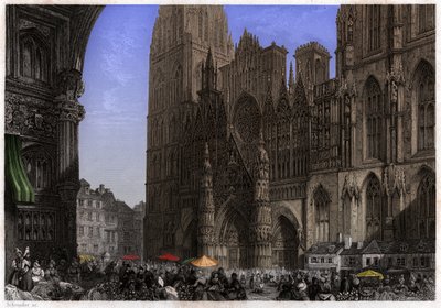 कैथेड्रेल डी रूएन, लगभग 1850 (उत्कीर्णन) द्वारा . .