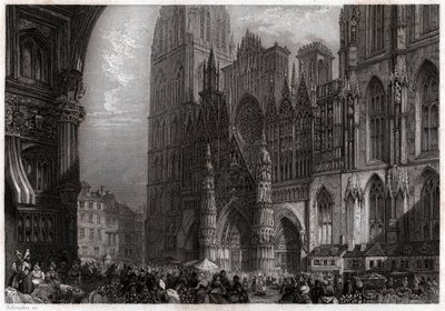 कैथेड्रेल डी रूएन, लगभग 1850 (उत्कीर्णन) द्वारा . .