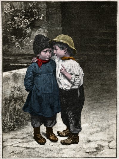 बच्चों की चर्चा। 1901 (उत्कीर्णन) द्वारा . .