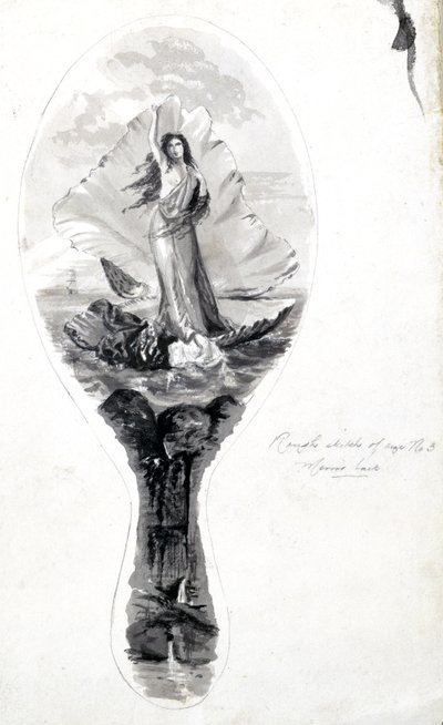 वीनस को उसके खोल में दर्शाने वाले दर्पण के लिए डिज़ाइन, सी 1870-1875 द्वारा फ्रेडरिक (एटीआर) बरनार्ड