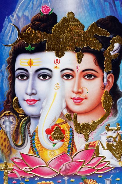 हिंदू भगवान शिव और देवी पार्वती। द्वारा . .