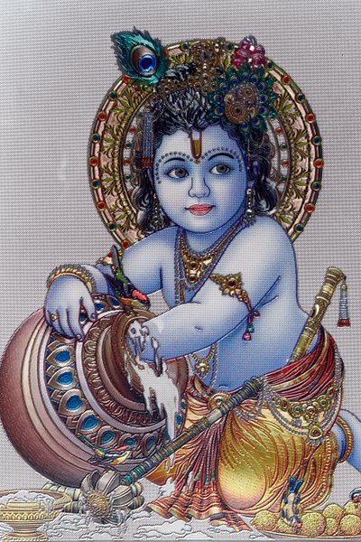 शिशु भगवान कृष्ण। हिंदुओं के देवता। द्वारा . .