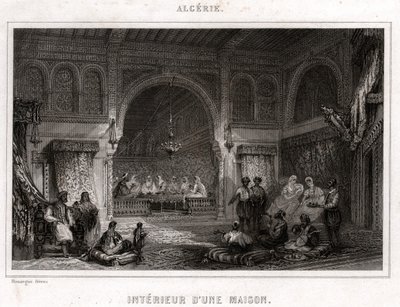 अल्जीरिया में आंतरिक, लगभग 1840 (उत्कीर्णन) द्वारा . .