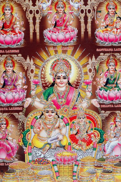 विष्णु की पत्नी लक्ष्मी समृद्धि, सौभाग्य और सौंदर्य की देवी हैं। द्वारा . .