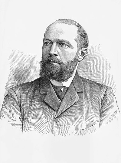 एमिल वॉन बेहरिंग (1854-1917) का पोर्ट्रेट, जर्मन फिजियोलॉजिस्ट और बैक्टीरियोलॉजिस्ट, 1901 में रसायन विज्ञान में नोबेल पुरस्कार, उत्कीर्णन द्वारा सेवेरिनी सेवेरिनी