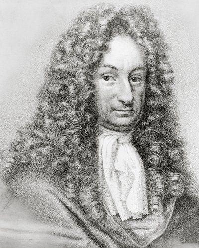 गॉटफ्रीड विल्हेम वॉन लाइबनिज़ (1646-1716) का पोर्ट्रेट, जर्मन गणितज्ञ, दार्शनिक और वैज्ञानिक, उत्कीर्णन द्वारा सेवेरिनी सेवेरिनी