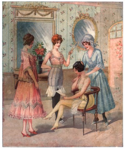 अंडरवियर में महिलाएं, c.1910-1920 द्वारा . .