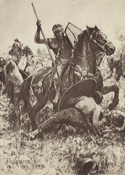 जर्मन आदिवासियों पर हमला करने वाला सहायक कैवेलरी द्वारा Amedee Forestier के बाद