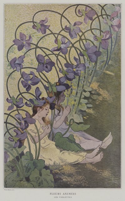 एनीमे फूल। लेस Violettes। (एनिमेटेड फूल: Violets) द्वारा after Firmin Bouisset