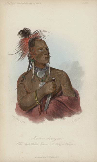 मच-ओ शिन-गॉ, द लिटिल व्हाइट बियर, ए कोंज़ा योद्धा (एक्वाटिंट) द्वारा जॉर्ज कैटलिन के बाद