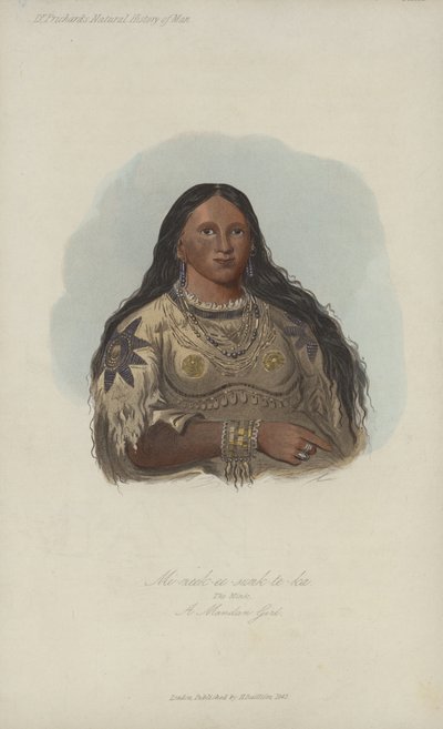 Mi-neek-ee-sunk-te-ka, The Mink, A Mandan Girl (एक्वाटिंट) द्वारा जॉर्ज कैटलिन के बाद