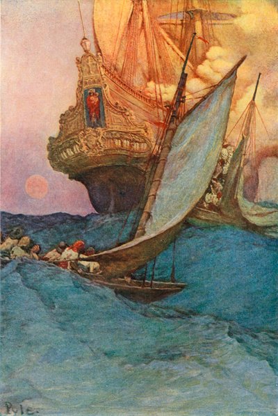 गैलियन पर हमला द्वारा after Howard Pyle