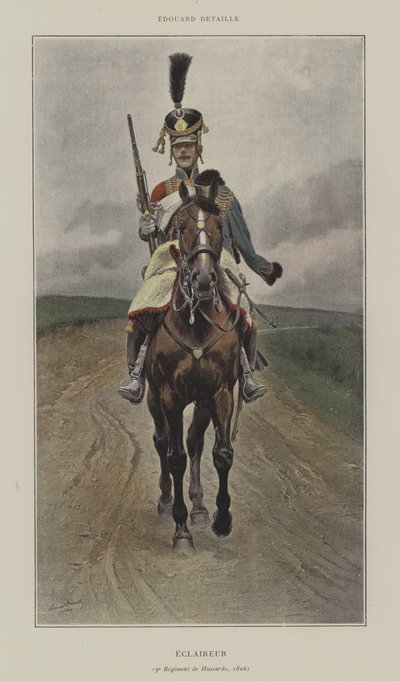 स्काउट, हुसर्स की 9 वीं रेजिमेंट, 1809 द्वारा after Jean Baptiste Edouard Detaille