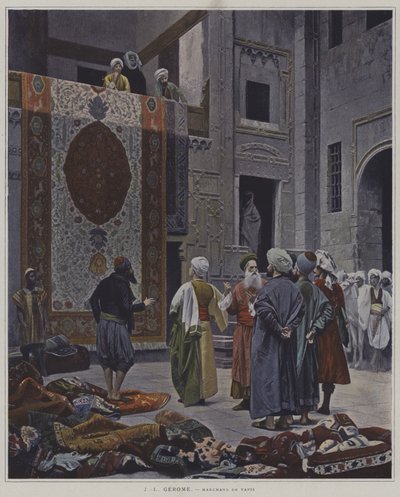काहिरा में कालीन व्यापारी (काहिरा में कालीन विक्रेता) द्वारा after Jean Leon Gerome