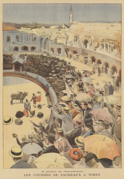 नीम्स के रोमन एम्फीथिएटर में बुलफाइट द्वारा after Oswaldo Tofani