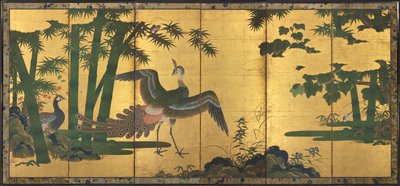 मोर और बांस द्वारा attributed to Tosa Mitsuyoshi