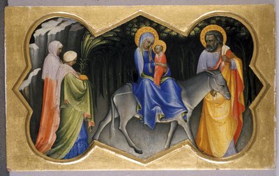 मिस्र में उड़ान, c.1405 (चिनार की लकड़ी पर तड़का) द्वारा c.1370 1425 लोरेंजो मोनाको