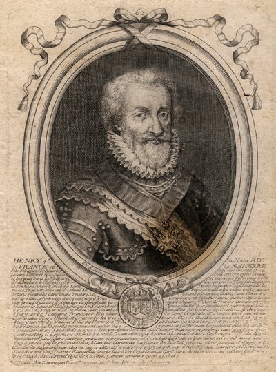 हेनरी IV का पोर्ट्रेट (1553-1610) फ्रांस के राजा - हेनरी IV का पोर्ट्रेट (1553-1610) फ्रांस के राजा - 'लेस ऑगस्टेस रिप्रेजेंटेशन्स ऑफ ऑल किंग्स ऑफ फ्रांस फ्रॉम फ्रामॉन्ड टू लुइसXIV', पेरिस से उत्कीर्णन द्वारा डे लार्मेसिन