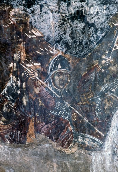 Agios Vasileios, Vavoledo, Crete, ग्रीस (फोटो) के चर्च की छत पर सैनिक, क्षतिग्रस्त फ्रेस्को (फोटो) द्वारा या मैग्नो सेसारे मैग्नी