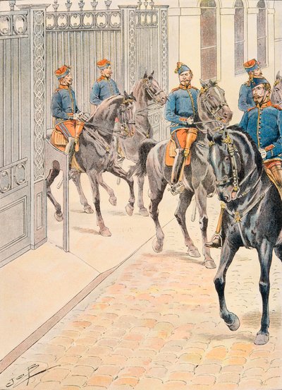 जैक्स मैरी गैस्टन ओनफ्रॉय डी ब्रेविल डिट जॉब (1858-1931) - हर समय फ्रांसीसी सैनिकों का पहनावा: हंड्रेड गार्ड्स (द्वितीय साम्राज्य), निजी संग्रह द्वारा Onfray de Breville जाक जॉब के लिए छद्म नाम