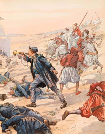 जैक्स मैरी गैस्टन ओनफ्रॉय डी ब्रेविल डिट जॉब (1858-1931) - सिदी ब्राहिम का बिगुल (द बिगुल गुइल्यूम रोलैंड (1821-1916) ने 1842 में अब्द अल कादर के खिलाफ सैनिकों को उठाने के लिए चार्ज लगाया), निजी संग्रह द्वारा Onfray de Breville जाक जॉब के लिए छद्म नाम
