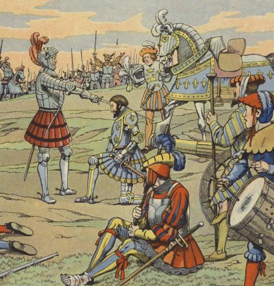 फ्रांस के राजा फ्रांसिस प्रथम ने मारिग्नानो की लड़ाई के बाद शेवेलियर डी बायर्ड से नाइटहुड प्राप्त किया द्वारा Onfray de Breville जाक जॉब के लिए छद्म नाम