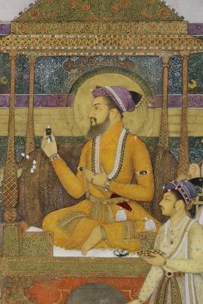 मोर सिंहासन पर सम्राट शाहजहाँ से विस्तार, 1640 (कागज पर अपारदर्शी wc और सोना) द्वारा अका रिज़ा आबिद का बेटा