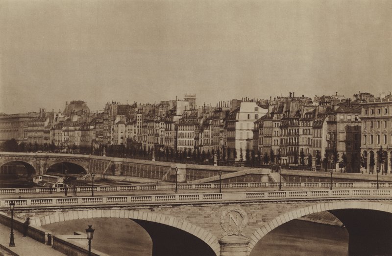 1860 के आसपास Quai de la Megisserie, चैटलेट थिएटर पहले ही बनाया जा चुका है (b / w फोटो) द्वारा (बाद में) फ्रांसीसी फोटोग्राफर