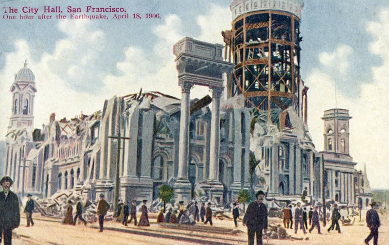 1906 के भूकंप के बाद सिटी हॉल, सैन फ्रांसिस्को द्वारा अमेरिकी स्कूल