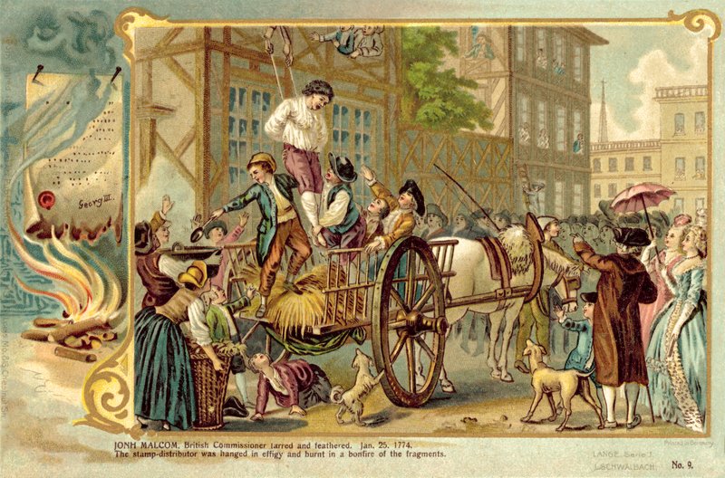 जॉन मैल्कम, ब्रिटिश कमिश्नर, तारांकित और पंख वाले, 25 जनवरी 1774 द्वारा अमेरिकी स्कूल